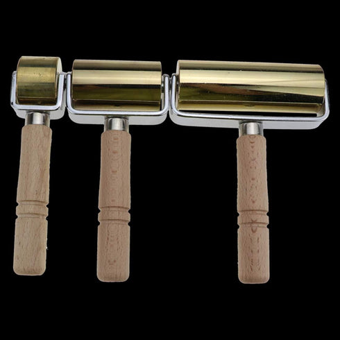 Gold Leather Roller Platen Tool Leather Edge Glue Press and Smoother Trimmer Press Board Tool Iron Roller Wooden Handle Leather Craft DIY (26mm)...