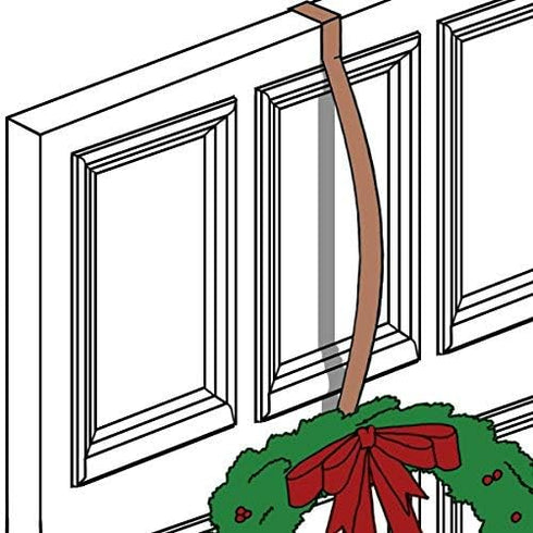 Haute Decor HighProfile Curved Wreath Hanger (Brushed Nickel) - Strong Metal Over The Door Wreath Holder Hook for Doors with Raised Features and T...