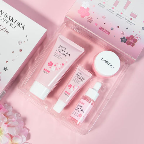 Skin Care Set JAPAN SAKURA Beauty Gift Sets Skin Care Kit with Cleanser, Serum, Eye Cream, Face Cream Travel Kit for Women Mom Wife Teen Girls Gen...