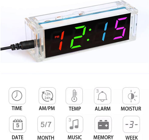 Gikfun Colorful Digital LED Electronic Alarm Clock DIY Kits Soldering Practice Learning Project EK1973......