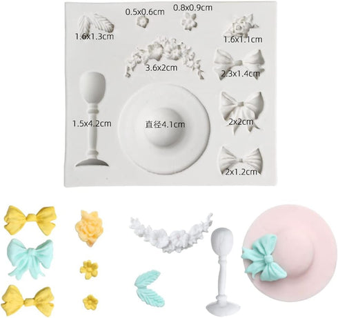 sunhat sugarcraft silicone mold goblet gumpaste cake decorating bow fondant cupcake decotions ribbon girl beach summer...