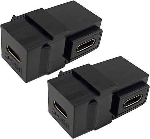 Qaoquda USB C Keystone Jack Inserts, (2 Pack) 90 Degree USB 3.1 Type-C Female to Female Keystone Insert Snap-in Connector Adapters for Wall Plate ...