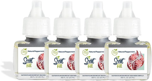 Scent Fill 100% Natural Peppermint Plug in Air Freshener, 4 Scented Oil Refills...