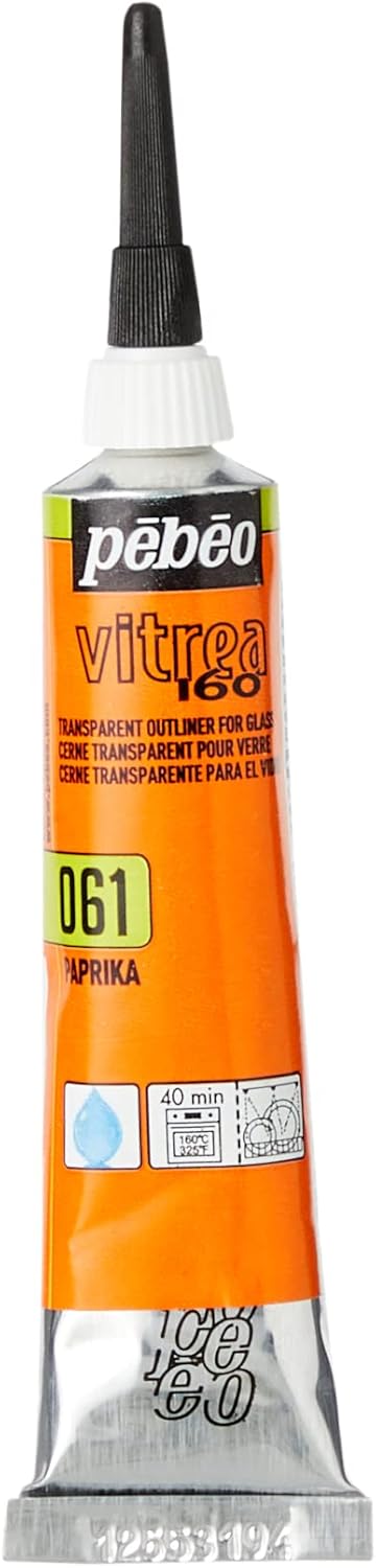 Pebeo Vitrea 160, Glass Paint Outliner, 20 ml Tube - Paprika...