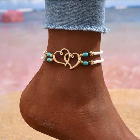 Pingyongchang Elastic Shell Bead Ankle Bracelets for Women Girls Gold Silver Colorful Shell Beads Chain Layered Bohemian Beach Bracelet Adjustable...