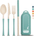 4Pack Folding Cutlery Set with Case, Travel Foldable Collapsible Portable Wheat Spoon Fork Straw Utensil Tableware for Picnic Camping...