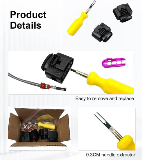 4PCS Ignition Coil Connector Repair Kit Harness plug +1pcs 0.3CM Space Take-up Tool Compatible with Audi VW 4B0 973 724 4B0973724...