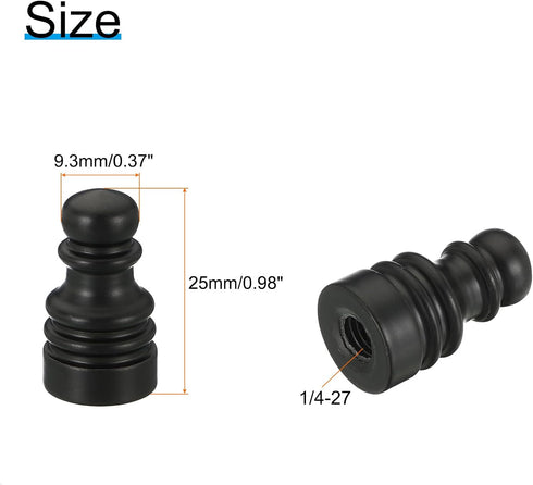 PATIKIL 1" Tall Iron Lamp Finials Cap Knob, 2Pcs Lamp Screw Holder Tapped 1/4-27 for Table and Floor Lamp Shade Decorations, Black...