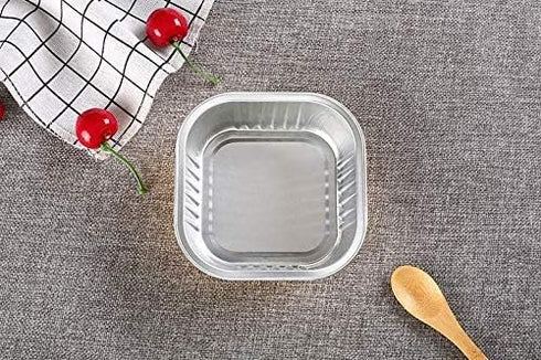 KEISEN square 4 2/5" Disposable Aluminum Foil Cups 300ml for Muffin Cupcake Baking Bake Utility Ramekin Cup 24/PK...