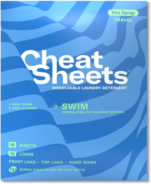 Laundry Detergent Sheets Swim Travel Packs Sea Spray - 10 Sheets (10 Loads) - Travel Friendly - Liquidless and Powderless - Eco-Friendly - Formula...