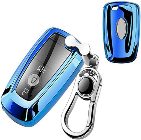 Car Key Fob Cover,Compatible with Ford F-150 F-250 F-350 Ecosport Edge Explorer Fusion Mustang Key Fob Silicone TPU Protective Case Holder Shell w...