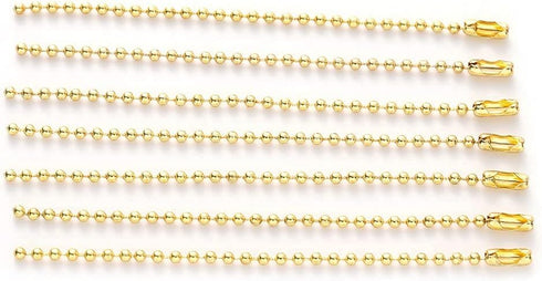 150 Pcs 100mm 4-Inch Bead Chain, 2.4mm Diameter With Ball Connector Clasp Keychain Rings Metal Nickel Dog Tag Chain (Gold)...