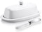 Yedio Ceramic Butter Dish with Lid and Knife for Countertop Refrigerator, 8 Inch White Butter Holder with Porcelain Cover Knob Handle for East Wes...