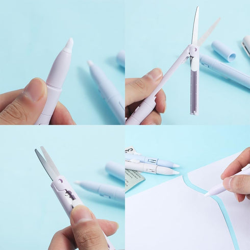 Cat Claw Stationery Set -2 Folding Scissors, 2 Stainless Steel Hand Scissors, Cat Claw Ruler, Cat Claw Correction Tape,3 Tweezers Cap,200 Sheets S...