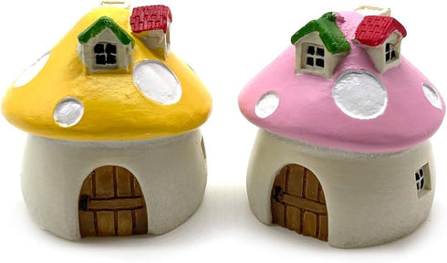 2Pcs Mini Mushrooms Miniature Figurines Fairy Garden House Cute Fairy Garden Mushrooms for Fairy Garden Micro Landscape Plant Bonsai DIY Craft Orn...