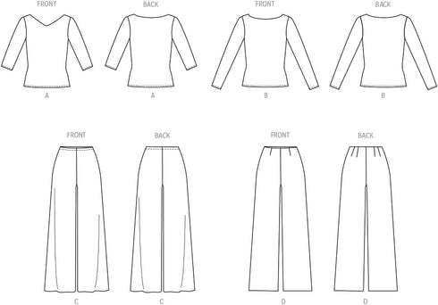 Butterick Misses' Close-Fitting Pullover Knit Tops and Pants Sewing Pattern Kit, Design Code B6966, Sizes 14-16-18-20-22...