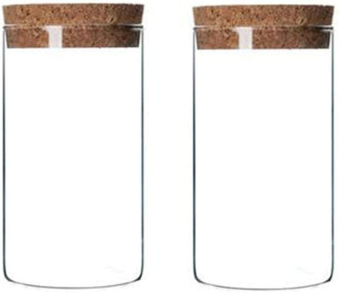 2Pcs 300ml/10oz Empty Clear Glass Bottles with Cork Stopper - Refillable Dry Food Goods Storage Container Vial Jars For Flower Tea Dry Fruit Nuts ...