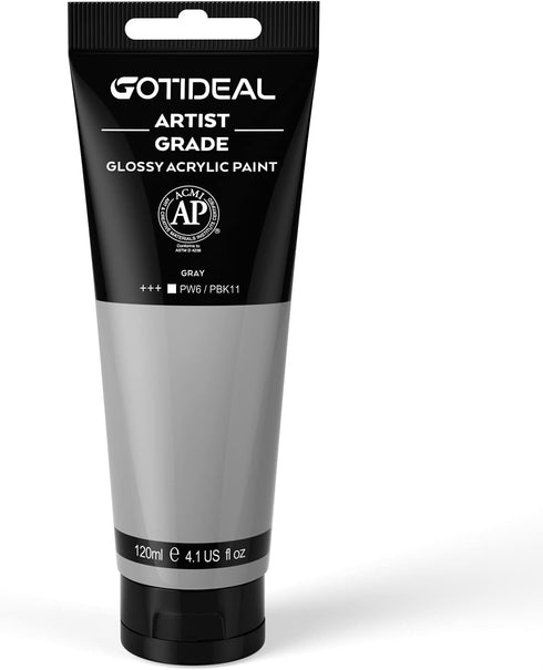 GOTIDEAL Acrylic Paint Gray Tubes(120ml, 4.1 oz) Non Toxic Non Fading,Rich Pigments for Painters, Adults & Kids, Ideal for Canvas Wood Clay Fabric...
