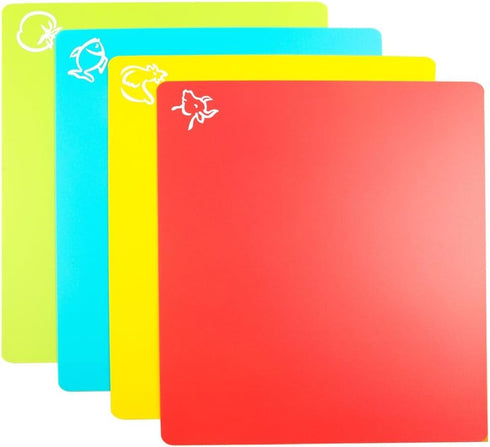 Flexible Cutting Board mats, Plastic Cutting Boards for Kitchen Cooking, Cutting board sheets for Meat and Vegetables, Dishwasher Safe Set of 4Pcs...