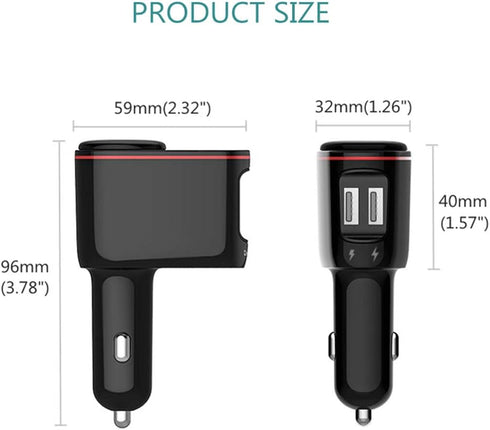 100W Cigarette Lighter Socket Splitter, Car Charger Adapter, Dual USB Quick Charge 3.0 3A and 2.4A USB, Voltage Display Compitable for iPhone,iPad...