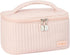 Makeup Bag, Travel Cosmetic Bag with Brush Organizer, Top Handle Makeup Case, Double-way Zipper Beauty Bag for Skincare Products and Cosmetics, Pi...