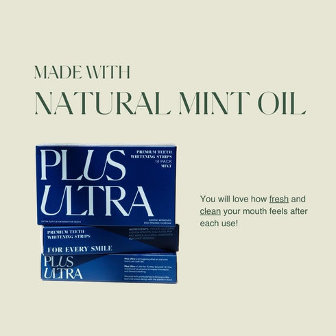 PLUS ULTRA Premium Teeth Whitening Strips, Eco-Friendly Vegan Stain Remover White Strips - Teeth Whitener for Coffee, Wine, Soda, and Other Stains...