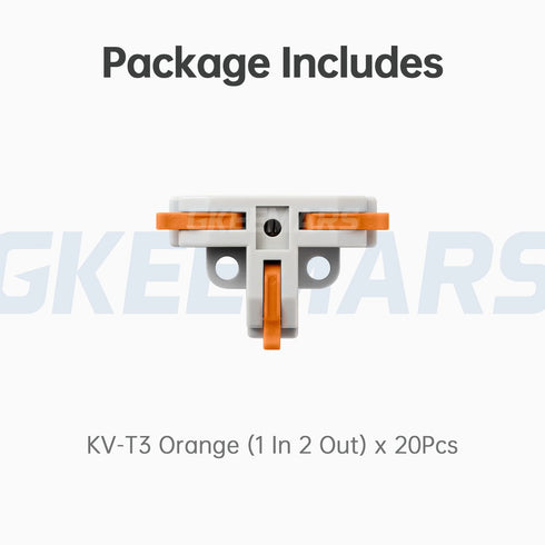 GKEEMARS 20Pcs 3 Way T-Shape Connectors for Wiring, Quick Wire Splitter Connector for Circuit Inline 24-12 AWG (Orange)...