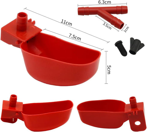12Pcs Quail Water Cups Pigeon Automatic Bird Waterer for Cage Hang Drinker Breeding Poultry Drinking Bowls(Red)...