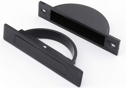 2 Pack Concealed Drawer Door Finger Insert Recessed Flush Pull Handle with Resin Back Cap, Black...