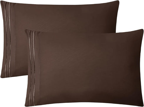 Clara Clark Premier 1800 Series 4pc Bed Sheet Set - Queen, Chocolate Brown...