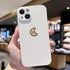 Casechics Compatible with iPhone Case,Silicone Cute Couple Matching Cartoon Sun Moon Camera Lens Protection Soft Shockproof Cover Phone Case (Whit...