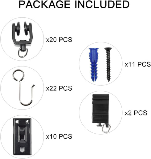 KXLIFE Black Accessories Kit for Flexible Ceiling Curtain Track, Bendable Curtain Track Hardware Set (Accessories Set)...