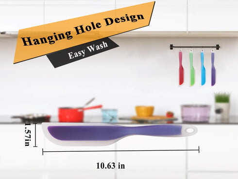 Nonstick Silicone Knife Shaped Flexible Kitchen Spatula Scraper Turner,Kitchen Cooking Utensils With Nylon Core (Purple)...