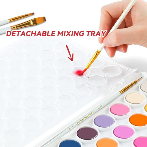Transon 48 Colors Watercolor Paint Set with 4pcs Paint Brushes for Adults, Students, Beginners and Artists...