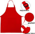 Kids Apron and Chef Hat Set, Adjustable Cotton Child Aprons with Large Pocket Red Girls Boys Kitchen Bib Aprons for Cooking Baking Painting...