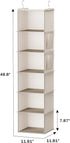 Hanging Closet Organizer, 6-Shelf Closet Hanging Storage with Side Pockets, Beige...