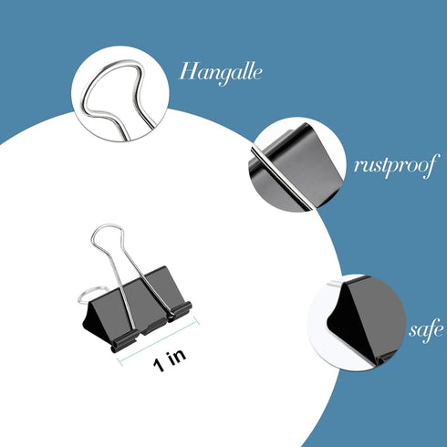 Small Binder Clips 1 Inch Length for Office (64 Pcs)...
