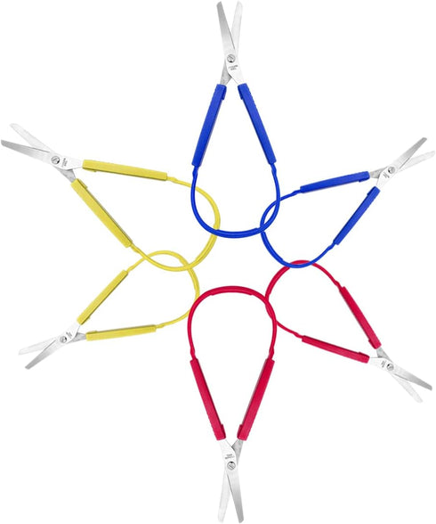 6 Pcs Loop Scissors, 5.5/8 inch, Spring Scissors Mini Training Loop Scissors for Special Needs Supplies Children Teen Adult Elderly, Adaptive Desi...