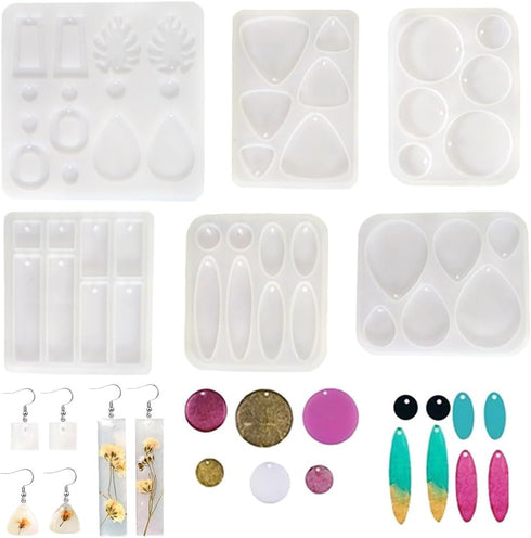 BIGEBO Resin Earring Molds Silicone, Resin Mold Jewelry Resin UV Resin Mold Kit Bundle Clearance for Jewelry Making Silicone Molds for Keychain Ch...