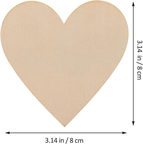 Ciieeo 10pcs 80mm Heart Pattern Wooden Slice Natural Wood Heart Slices Christmas Heart Wooden Slice for Christmas Wedding DIY Supplies (Heart Patt...