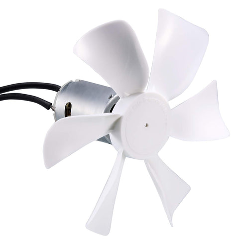 6" Replacement White RV Vent Fan Blade with 12V D-Shaft Motor, Compatible with Heng's, Elixir, Ventline, Jensen...