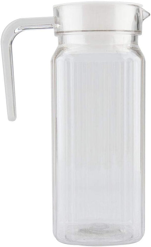 Fdit Acrylic Transparent Juice Bottle Striped Water Ice Cold Juice Jug with Lid great for Homemade Juice & Cold Tea or for Milk Bottles Reusable D...