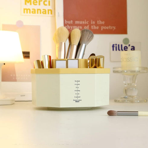 kaileyouxiangongsi Desk Organizer, 360-Degree Rotating Multi-Functional Pen Holder, 5 Compartments Desktop Stationary Organizer, Home Office Art S...