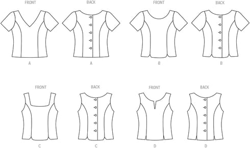 Butterick Misses' Semi-Fitted Tops Sewing Pattern Kit by Palmer/Pletsch, Design Code B6925, Sizes 8-10-12-14-16...