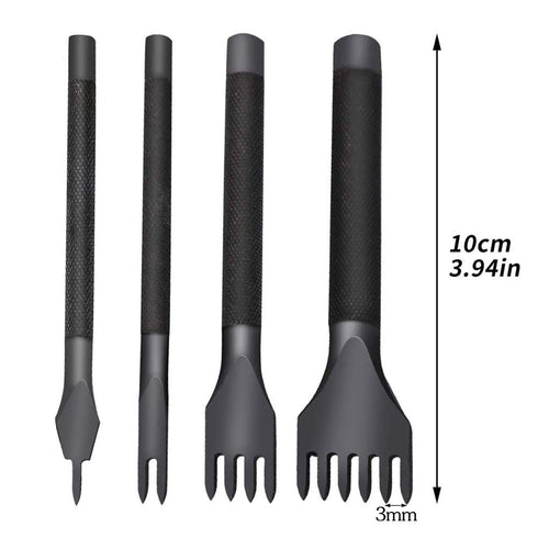 4 Pcs Leather Prong Punch Tool Set Leather Craft Tool Hole Punches 1/2/4/6 Leather Prong Punch Leather Lacing Stitching Punch Tool for Leather Cra...