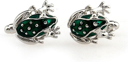 Frog Green Pair Cufflinks in a Presentation Gift Box & Polishing Cloth...