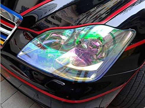 DIYAH 12 X 48 inches Self Adhesive Shiny Chameleon Headlights Tail Lights Fog Lights Films,Film Sheet Sticker,Tint Vinyl Film (Clear)...