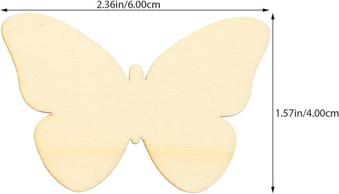 TINKSKY 50pcs Wooden Butterfly Shapes Craft Blank, Natural Unfinished Cutout Shape Wooden Butterfly, Christmas, Wedding, Guestbook, Decoupage Fami...