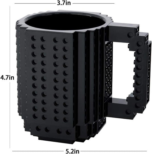 Build-on Brick Mug,Funny Novelty Coffee Mug,Creative DIY Building Blocks Cup,Birthday Party Cups for Kids,Unique Gifts for Christmas,Black...
