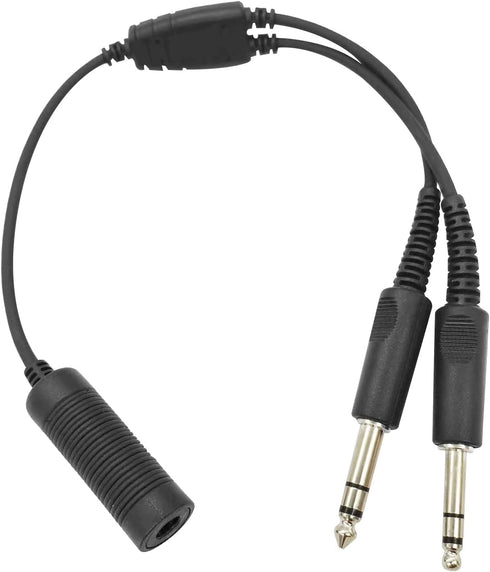 U174/U Plug Helicopter Headset to General Aviation GA Dual Plugs Headphones (3/16" Mic Plug,1/4" Speaker Plug) Fits for Low Impedance Military Hea...